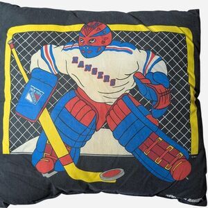 Vintage New York Rangers Hockey Goalie Pillow, a very cool retro NHL pillow